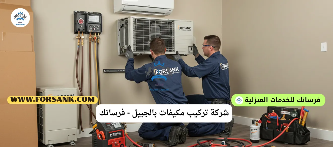 شركة تركيب مكيفات بالجبيل - تنفيذ دقيق وخدمة موثوقة من فرسانك فريق فرسانك المحترف ينفذ عملية تركيب دقيقة لمكيف سبليت في الجبيل